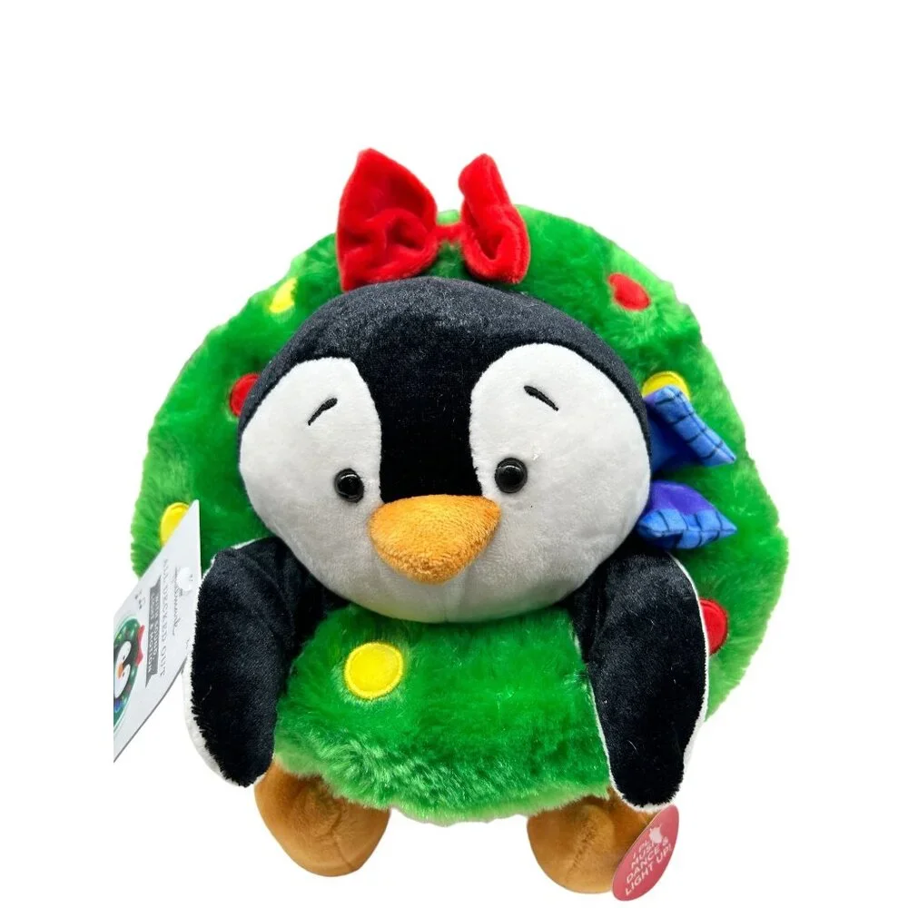 Hallmark Playful Penguins All Decked Out  Animated Musical Light Plush Stuffed T